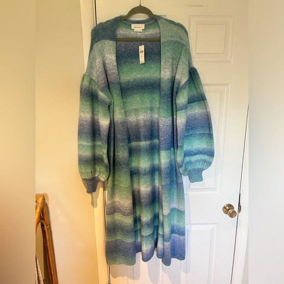 ✨sold✨ANTHROPOLOGIE Cozy Ombre Stripe Duster Sweater - Picture 5 of 7